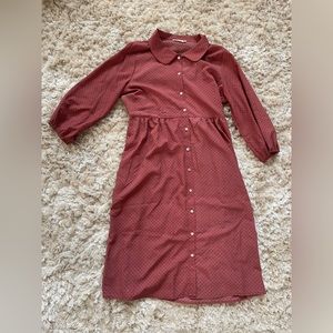 Roolee Maroon doted button down w/ collar dress Large